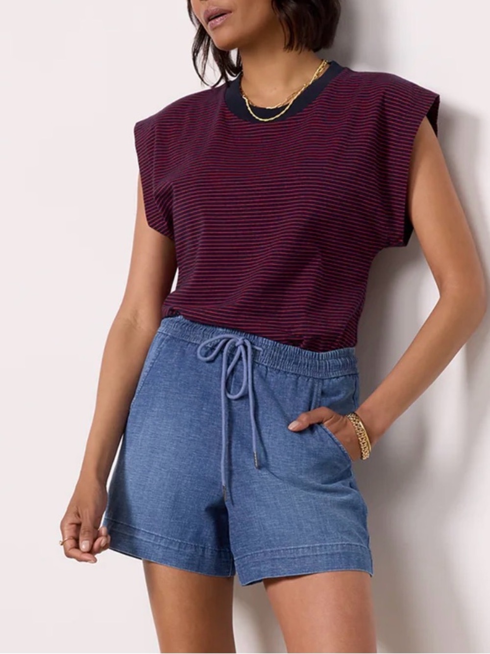 Evereve Elodie Chambray Short ladies size M